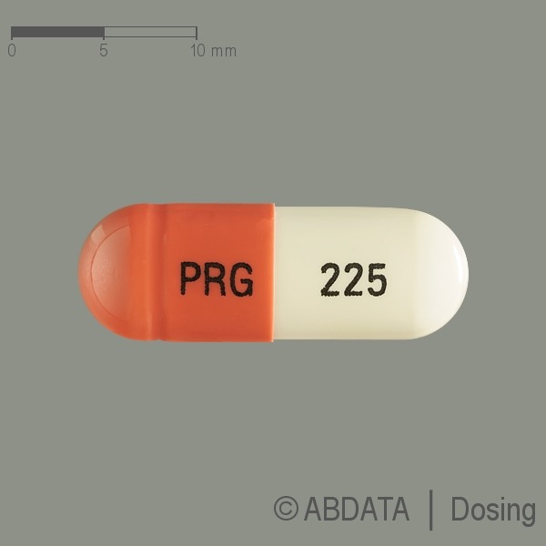Produktabbildungen für PREGABALIN Micro Labs 225 mg Hartkapseln in der Vorder-, Hinter- und Seitenansicht.