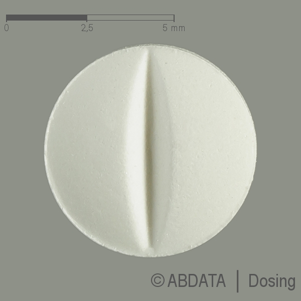 Produktabbildungen für BISOPROLOL-ratiopharm 2,5 mg Tabletten in der Vorder-, Hinter- und Seitenansicht.