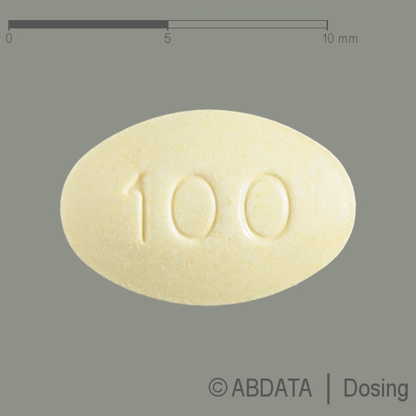 Produktabbildungen für SPEDRA 100 mg Tabletten in der Vorder-, Hinter- und Seitenansicht.