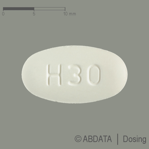 Produktabbildungen für IRBESARTAN PUREN 300 mg Tabletten in der Vorder-, Hinter- und Seitenansicht.