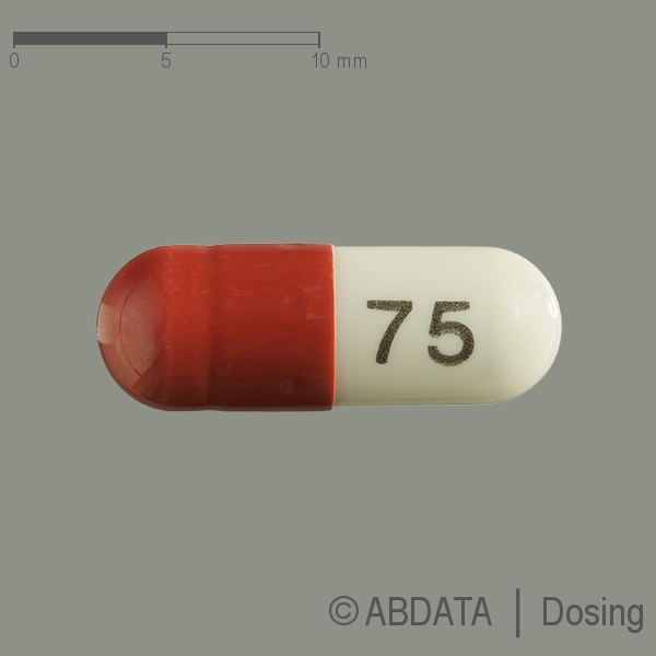 Produktabbildungen für PREGABALIN-neuraxpharm 75 mg Hartkapseln in der Vorder-, Hinter- und Seitenansicht.