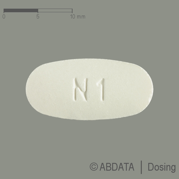 Produktabbildungen für NEVIRAPIN beta 400 mg Retardtabletten in der Vorder-, Hinter- und Seitenansicht.