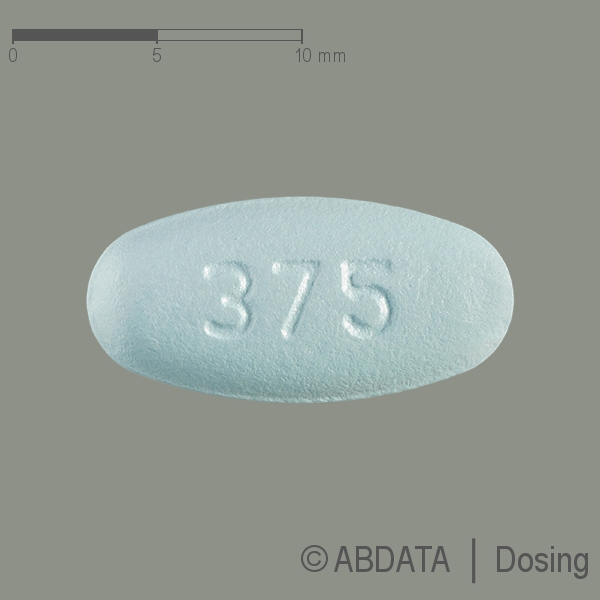 Produktabbildungen für RANEXA 375 mg Retardtabletten in der Vorder-, Hinter- und Seitenansicht.