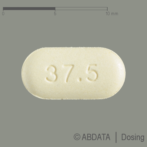 Produktabbildungen für VENLAFAXIN Heumann 37,5 mg Tabletten in der Vorder-, Hinter- und Seitenansicht.
