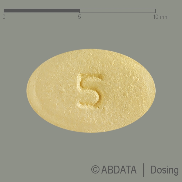 Produktabbildungen für TADALAFIL BASICS 5 mg Filmtabletten in der Vorder-, Hinter- und Seitenansicht.