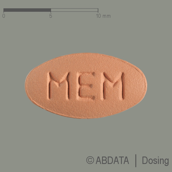 Produktabbildungen für MEMANTINE Merz 5/10/15/20 mg Filmtabletten in der Vorder-, Hinter- und Seitenansicht.
