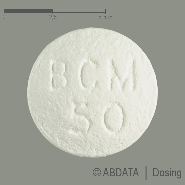 Produktabbildungen für BICALUTAMID-Uropharm 50 mg Filmtabletten in der Vorder-, Hinter- und Seitenansicht.