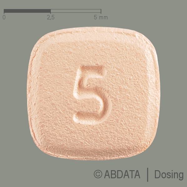 Produktabbildungen für AMBRISENTAN Cipla 5 mg Filmtabletten in der Vorder-, Hinter- und Seitenansicht.