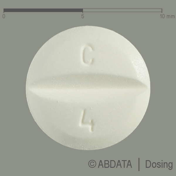 Produktabbildungen für CANDESARTAN AbZ 4 mg Tabletten in der Vorder-, Hinter- und Seitenansicht.