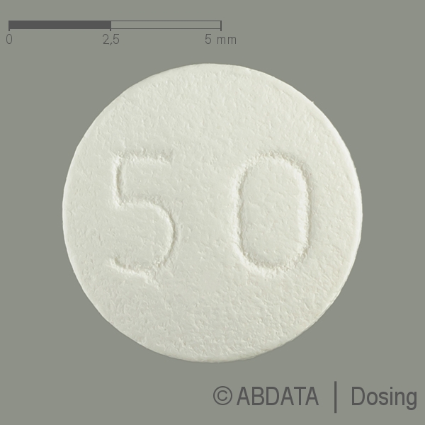 Produktabbildungen für TOLPERISONHYDROCHLORID AL 50 mg Filmtabletten in der Vorder-, Hinter- und Seitenansicht.