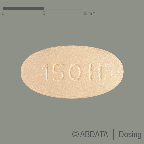 Produktabbildungen für IRBESARTAN comp HEXAL 150 mg/12,5 mg Filmtabletten in der Vorder-, Hinter- und Seitenansicht.