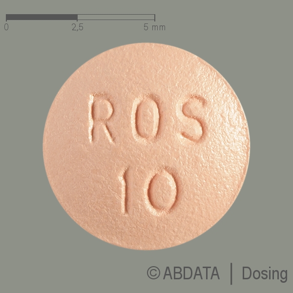 Produktabbildungen für ROSUVASTATIN AXIROMED 10 mg Filmtabletten in der Vorder-, Hinter- und Seitenansicht.