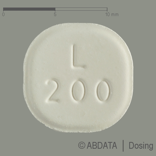 Produktabbildungen für LAMOTRIGIN beta 200 mg Tabl.z.Herst.e.Susp.z.Einn. in der Vorder-, Hinter- und Seitenansicht.