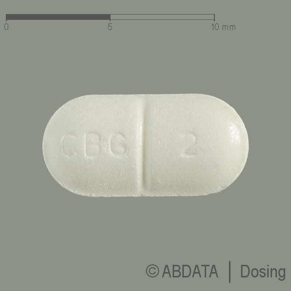 Produktabbildungen für CABERGOLIN Teva 2 mg Tabletten in der Vorder-, Hinter- und Seitenansicht.