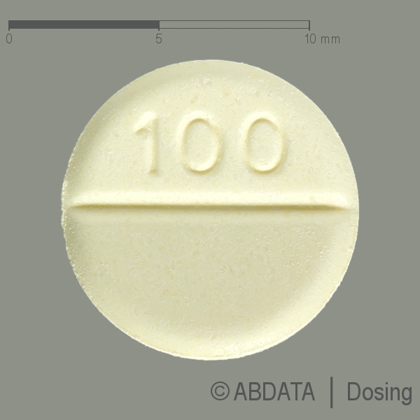 Produktabbildungen für CLOZAPIN AbZ 100 mg Tabletten in der Vorder-, Hinter- und Seitenansicht.