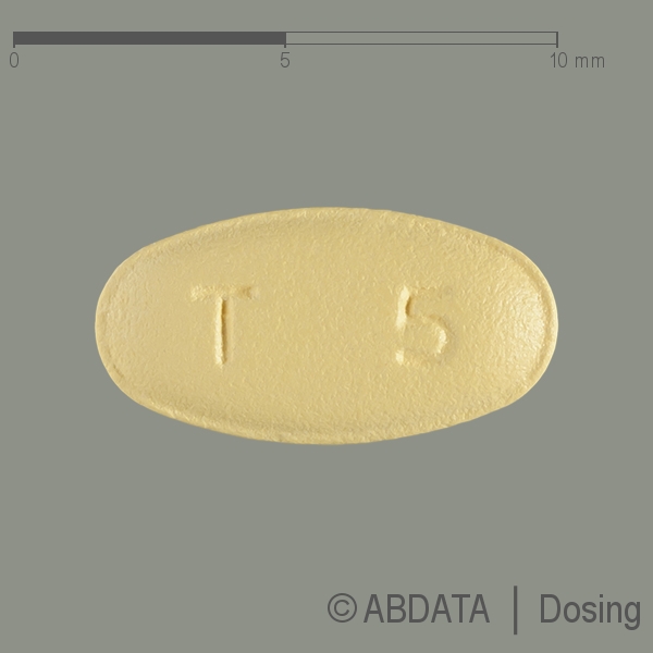 Produktabbildungen für TADALAFIL Aristo 5 mg Filmtabletten in der Vorder-, Hinter- und Seitenansicht.