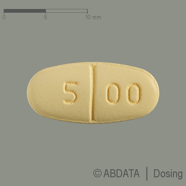 Produktabbildungen für LEVETIRACETAM beta 500 mg Filmtabletten in der Vorder-, Hinter- und Seitenansicht.