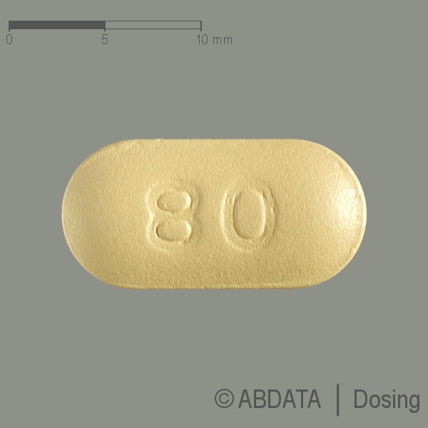 Produktabbildungen für TELMISARTAN Glenmark 80 mg Filmtabletten in der Vorder-, Hinter- und Seitenansicht.