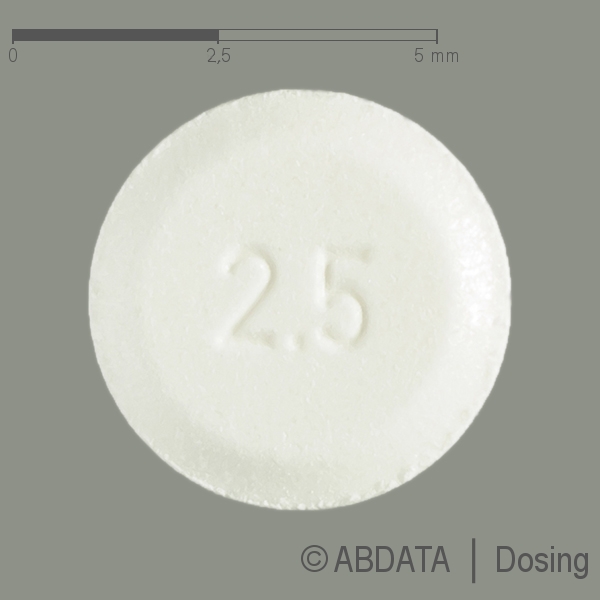 Produktabbildungen für OXYBUTYNIN-CT 2,5 mg Tabletten in der Vorder-, Hinter- und Seitenansicht.