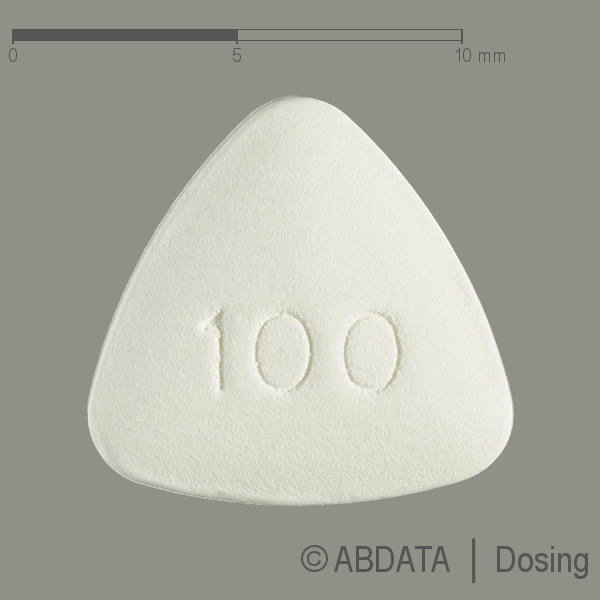 Produktabbildungen für IMIGRAN T 100 mg Filmtabletten in der Vorder-, Hinter- und Seitenansicht.