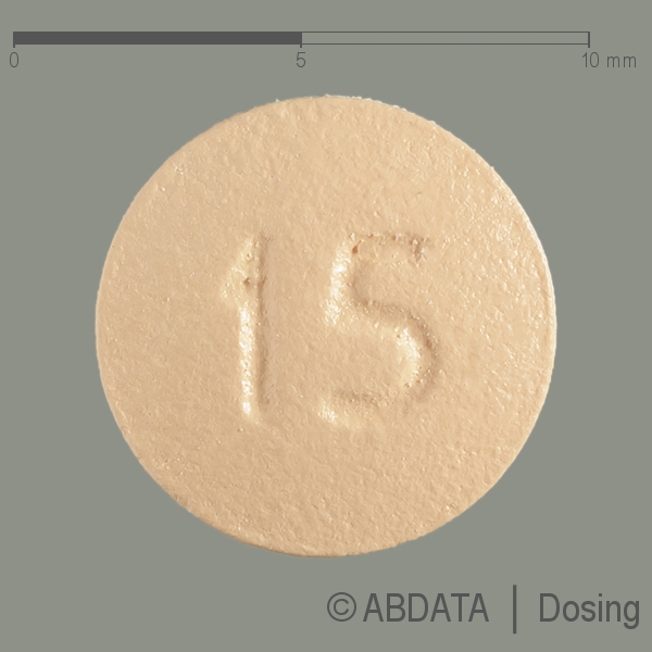 Produktabbildungen für EMSELEX 15 mg Retardtabletten in der Vorder-, Hinter- und Seitenansicht.