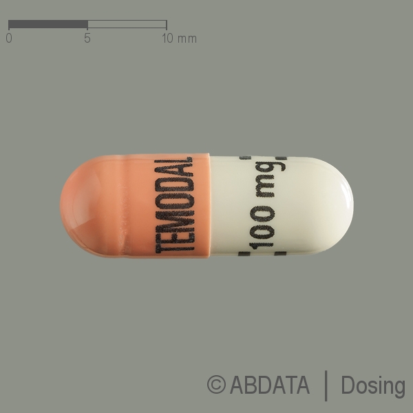 Produktabbildungen für TEMODAL 100 mg Hartkapseln in Beuteln in der Vorder-, Hinter- und Seitenansicht.