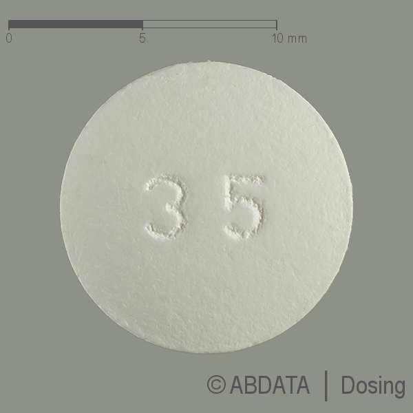 Produktabbildungen für RISEDRONAT AL 35 mg Filmtabletten in der Vorder-, Hinter- und Seitenansicht.