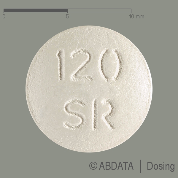 Produktabbildungen für ISOPTIN KHK retard 120 mg Tabl. in der Vorder-, Hinter- und Seitenansicht.