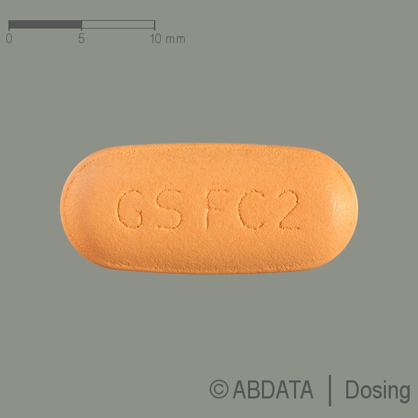 Produktabbildungen für KIVEXA 600 mg/300 mg Filmtabletten in der Vorder-, Hinter- und Seitenansicht.