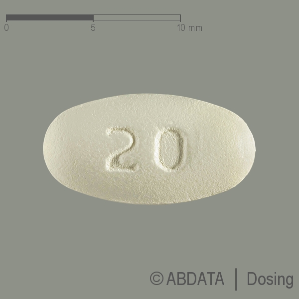 Produktabbildungen für ATORVASTATIN PUREN 20 mg Filmtabletten in der Vorder-, Hinter- und Seitenansicht.