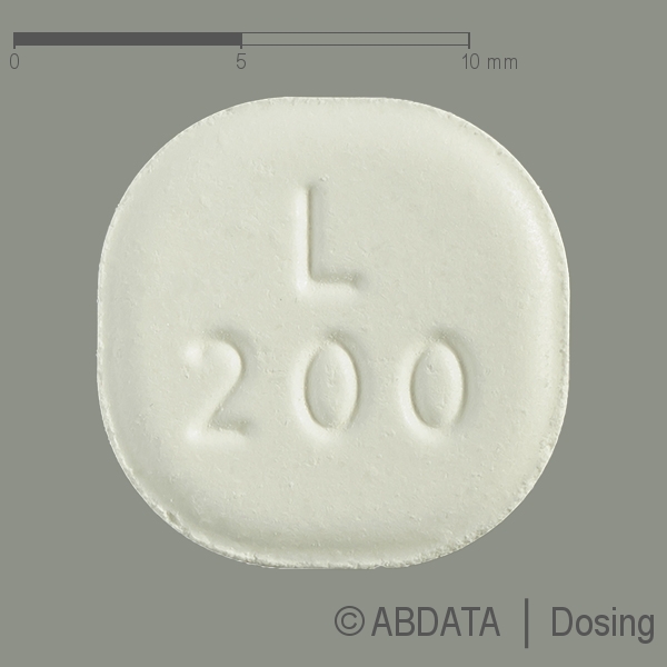Produktabbildungen für LAMOTRIGIN-ratiopharm 200 mg Tbl.z.H.e.Sus.z.Einn. in der Vorder-, Hinter- und Seitenansicht.
