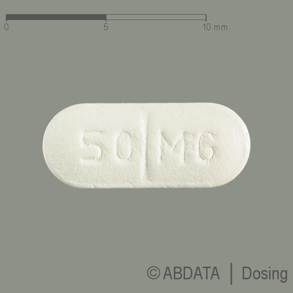 Produktabbildungen für SERTRALIN Heumann 50 mg Filmtabletten in der Vorder-, Hinter- und Seitenansicht.