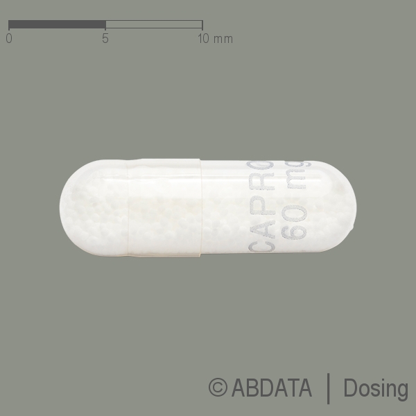 Produktabbildungen für CAPROS 60 mg Hartkapsel retardiert in der Vorder-, Hinter- und Seitenansicht.