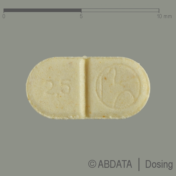 Produktabbildungen für RAMILICH 2,5 mg Tabletten in der Vorder-, Hinter- und Seitenansicht.