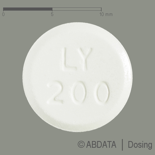 Produktabbildungen für LAMOTRIGIN dura 200 mg Tabletten in der Vorder-, Hinter- und Seitenansicht.