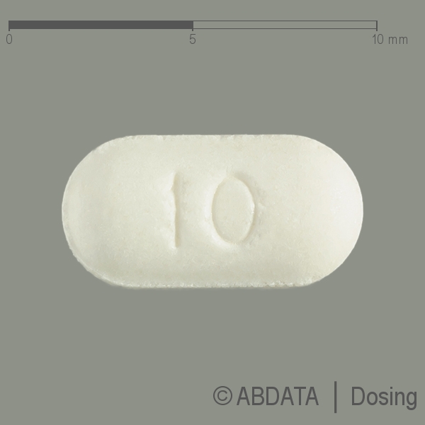 Produktabbildungen für EZETIMIB AbZ 10 mg Tabletten in der Vorder-, Hinter- und Seitenansicht.