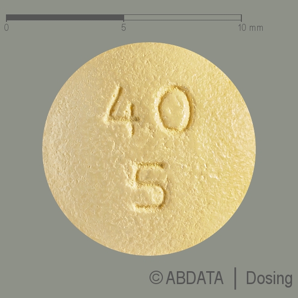 Produktabbildungen für OLMESARTAN/Amlodipin 1A Pharma 40 mg/5 mg Filmtab. in der Vorder-, Hinter- und Seitenansicht.