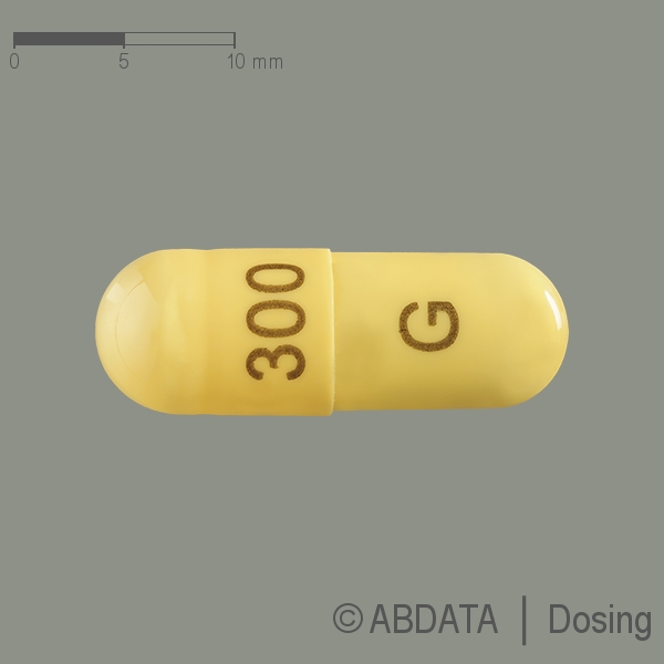 Produktabbildungen für GABAPENTIN AbZ 300 mg Hartkapseln in der Vorder-, Hinter- und Seitenansicht.