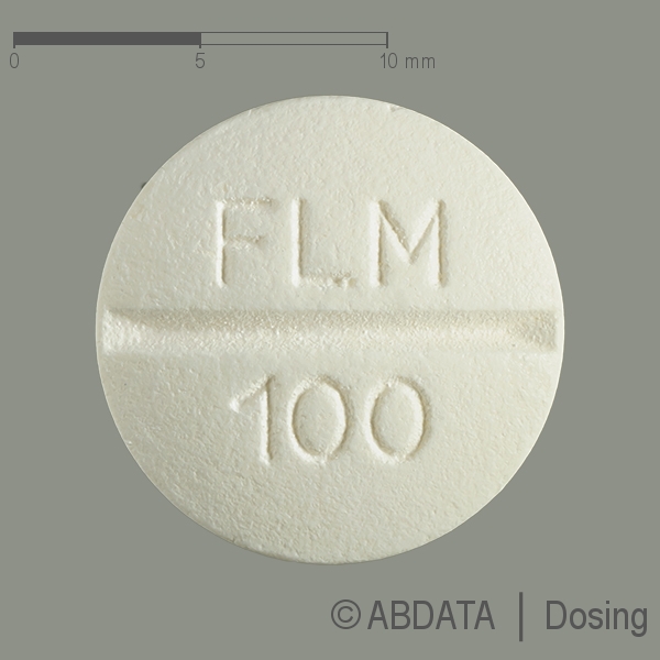 Produktabbildungen für FLUVOXAMIN-neuraxpharm 100 mg Filmtabletten in der Vorder-, Hinter- und Seitenansicht.