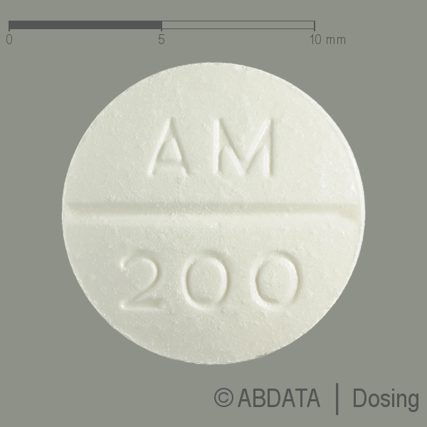 Produktabbildungen für AMIODARON-CT 200 mg Tabletten in der Vorder-, Hinter- und Seitenansicht.
