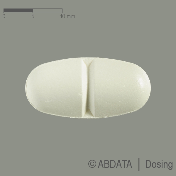 Produktabbildungen für AMOXICILLIN-ratiopharm 1000 mg Filmtabletten in der Vorder-, Hinter- und Seitenansicht.