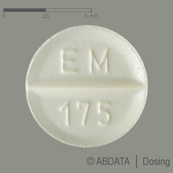 Produktabbildungen für EUTHYROX 175 Mikrogramm Tabletten in der Vorder-, Hinter- und Seitenansicht.