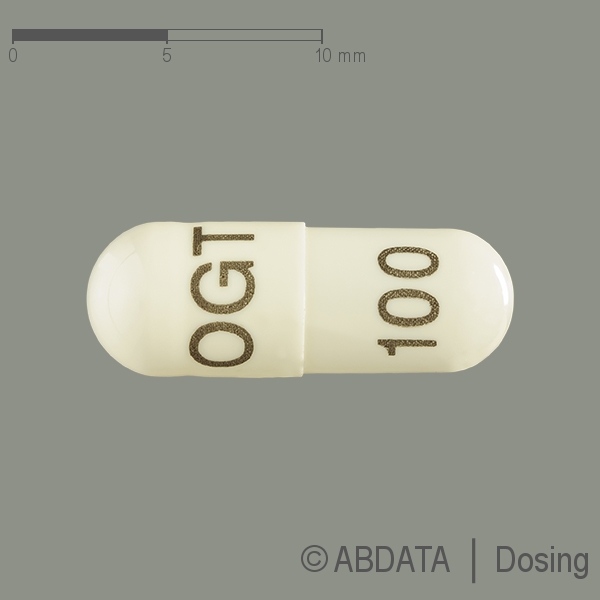 Produktabbildungen für ZAVESCA 100 mg Hartkapseln in der Vorder-, Hinter- und Seitenansicht.
