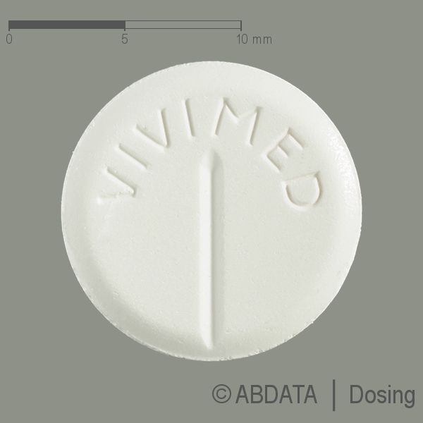 Produktabbildungen für VIVIMED mit Coffein gegen Kopfschmerzen Tabletten in der Vorder-, Hinter- und Seitenansicht.