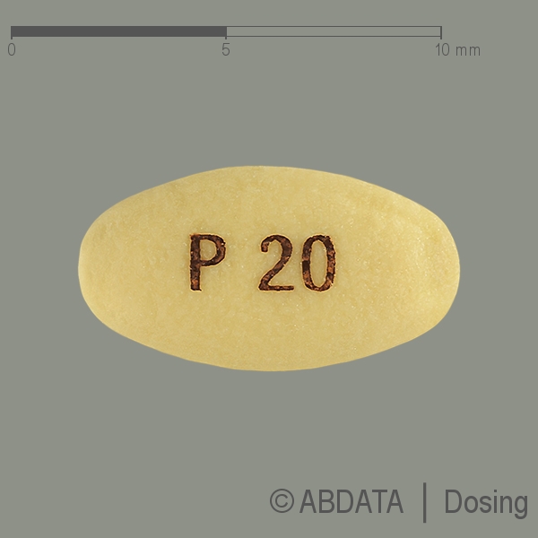 Produktabbildungen für RIFUN 20 mg magensaftresistente Tabletten in der Vorder-, Hinter- und Seitenansicht.