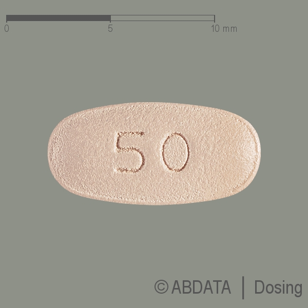 Produktabbildungen für LACOSABIL 50 mg Filmtabletten in der Vorder-, Hinter- und Seitenansicht.