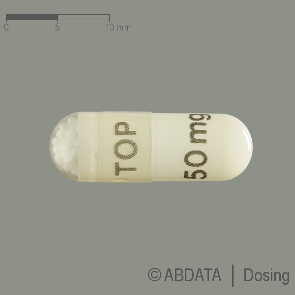 Produktabbildungen für TOPAMAX 50 mg Hartkapseln in der Vorder-, Hinter- und Seitenansicht.