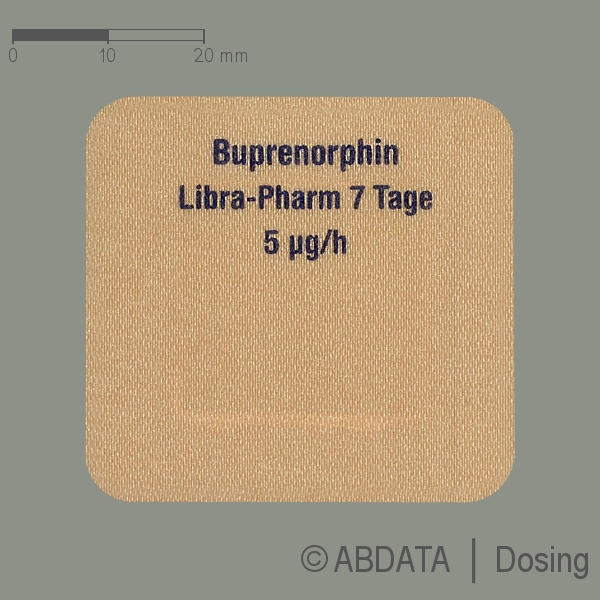 Produktabbildungen für BUPRENORPHIN Libra-Pharm 7 Tage 5 μg/h 5mg/Pfl. in der Vorder-, Hinter- und Seitenansicht.