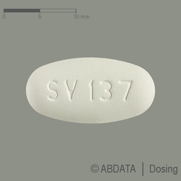 Produktabbildungen für DOVATO 50 mg/300 mg Filmtabletten in der Vorder-, Hinter- und Seitenansicht.