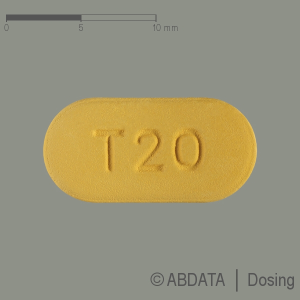 Produktabbildungen für TADALAFIL Heumann 20 mg Filmtabletten in der Vorder-, Hinter- und Seitenansicht.